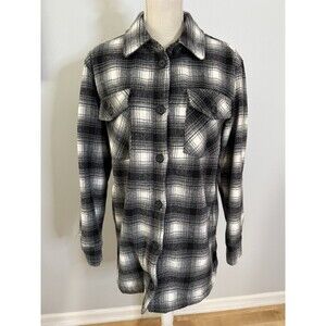 Thread & Supply‎ Black Ivory Plaid Button Up Shacket Flannel Size Small